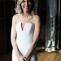 Simple Mermaid Starpless White Soft Satin Wedding Dresses - Thumbnail 1