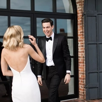 Simple Mermaid Starpless White Soft Satin Wedding Dresses - Thumbnail 4