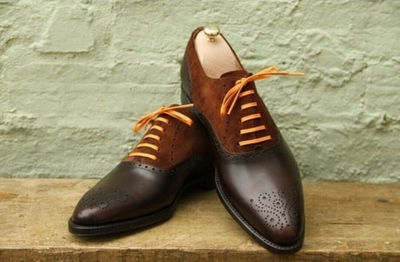 Men Spectator Oxford Dress Formal Brogue Shoes Brown Dress Suede Leather Shoes