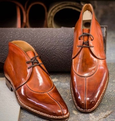 Handmade Brown Split Toe Leather Formal Dress Shoes For Men's