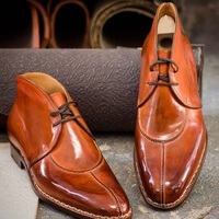 Handmade Brown Split Toe Leather Formal Dress Shoes For Men's - Thumbnail 4