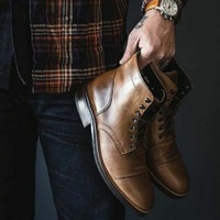 Handmade Brown Leather Boots, Men Ankle Boots, Winter Boots for Men, Men Boots - Thumbnail 4