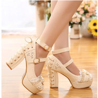 Lace Pump High Heels - Thumbnail 1