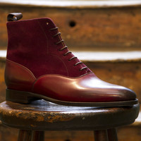 HANDMADE BOOT FOR MEN, MAROON COLOR BOOT, MENS LEATHER BOOT, ANKLE BOOT, DRESS BOOT - Thumbnail 1
