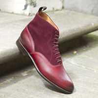 HANDMADE BOOT FOR MEN, MAROON COLOR BOOT, MENS LEATHER BOOT, ANKLE BOOT, DRESS BOOT - Thumbnail 2
