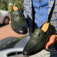 Army green fringe Loafer Moccasin Loafer shoes - Thumbnail 1