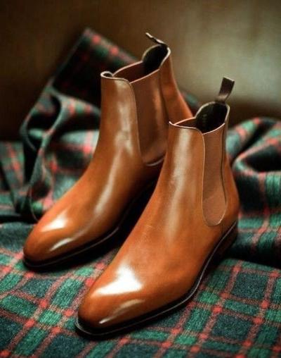 Best Chelsea Brown Christmas Leather Formal Handmade Boot