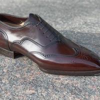 Luxury Dark Brown Wingtip Brogue Leather Lace Up Wedding Handmade Shoes  - Thumbnail 1