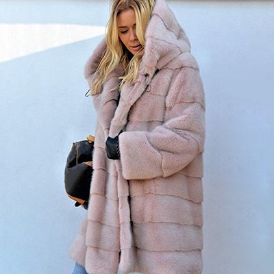 Autumn and winter warm women faux fur coat