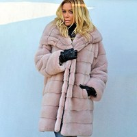 Autumn and Winter Warm Women Faux Fur Coat - Thumbnail 2