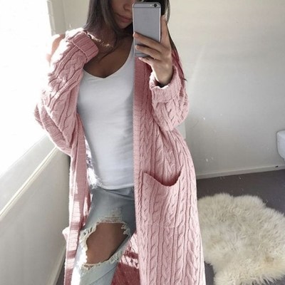 Knitted women long cardigan
