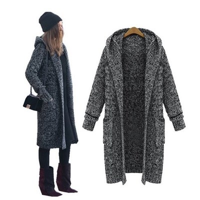 Casual knitted long cardigan