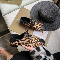 Vintage Retro Animal Pattern Leather Shoes - Thumbnail 1