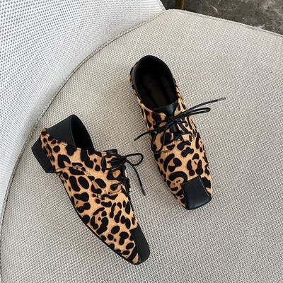 Vintage retro animal pattern leather shoes - Thumbnail 4