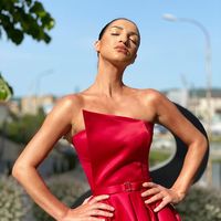 Charming A Line Strapless Red Long Prom/Evening Party Dress - Thumbnail 1