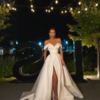 Gorgeous A Line Off the Shoulder White Long Prom/Wedding Dress with Split Front - Thumbnail 2