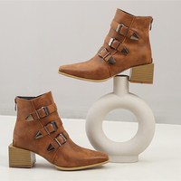 Chic PU Denim Ankle Boots - Thumbnail 3