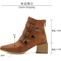 Chic PU Denim Ankle Boots - Thumbnail 5