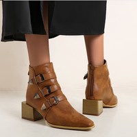 Chic PU Denim Ankle Boots - Thumbnail 6