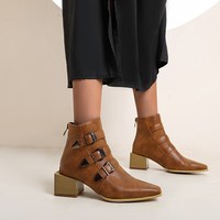 Chic PU Denim Ankle Boots - Thumbnail 7