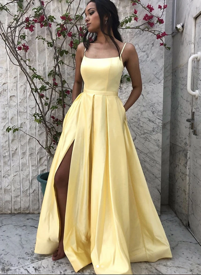 Hot Selling Spaghetti Straps Yellow Long Prom/Evening Dress