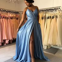 Glitter A Line Spaghetti Straps Long Prom/Evening Party Dress with Pockets and Split,Sparkly Formal Dresses - Thumbnail 2