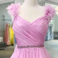 Princess A-Line Sweetheart Pink Tulle Prom Evening Dresses - Thumbnail 2