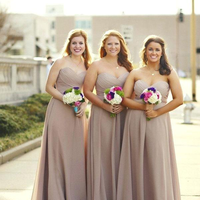 Simple A-Line Sweetheart Chiffon Long Bridesmaid Dresses Under 100 - Thumbnail 1