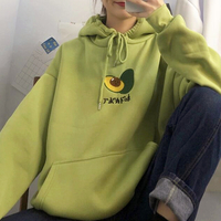 Avocado Embroidery Hoodie Sweatshirt - Thumbnail 7