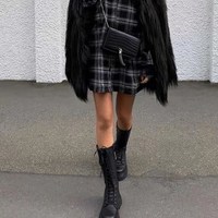 Black Platform Lace up Mid Calf Boots - Thumbnail 2