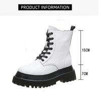 Black and White Side Zip PU Leather Boots - Thumbnail 6