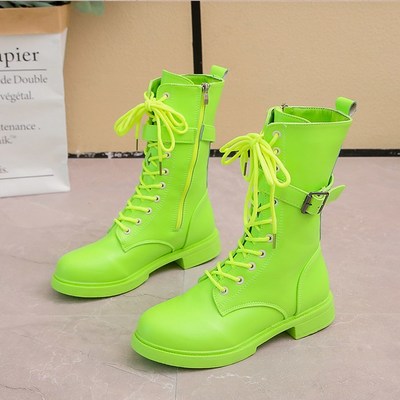 Lace up midcalf 4 colors neon boots - Thumbnail 4