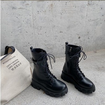 Black gothic punk motorcyle platform boots - Thumbnail 3