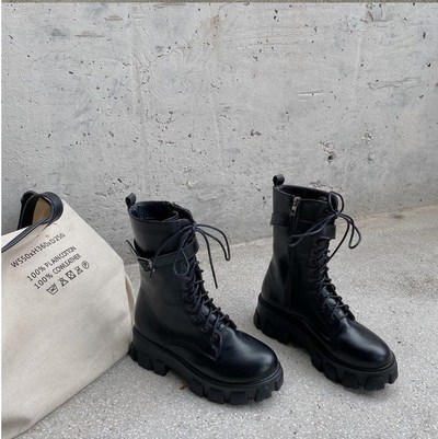 Black Gothic Punk Motorcyle Platform Boots