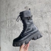 Black Gothic Punk Motorcyle Platform Boots - Thumbnail 4