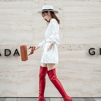 Sexy Pointed Toe Stiletto Over The Knee Boots - Thumbnail 3