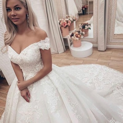 Off the shoulder wedding dress bridal gown - Thumbnail 4