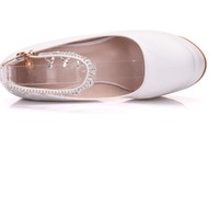 Cute Rhinestones Ankle Strap Wedge Shoes in Black and White - Thumbnail 4