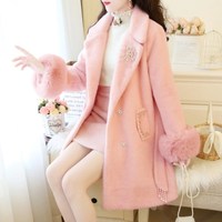 Gorgeous White and Pink Cashmere Autumn and Winter Coats - Thumbnail 1