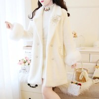 Gorgeous White and Pink Cashmere Autumn and Winter Coats - Thumbnail 8