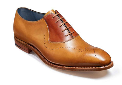 Men's Two Tone Tan Brown Medallion Toe Vintage Leather Lace Up Shoes