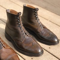 Handmade Brown Ankle Wing Tip Brogue Lace Up Boot Leather Men's Boot - Thumbnail 1