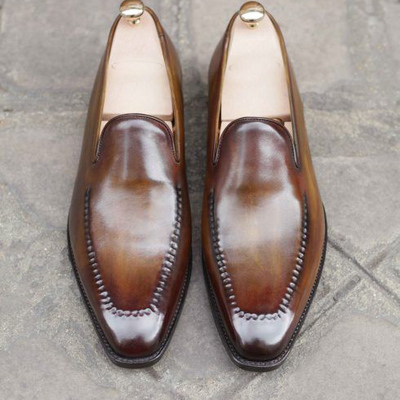 Christmas brown moccasin hot sale leather formal wear shoes - Thumbnail 5