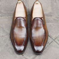 Christmas Brown Moccasin Hot Sale Leather Formal Wear Shoes - Thumbnail 1