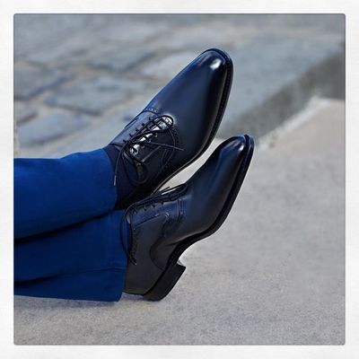 New handmade blackish derby leather lace up men's wedding shoes - Thumbnail 5