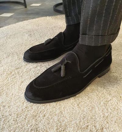 Christmas Black Tassels Loafer Suede Foarmal Wear Shoes