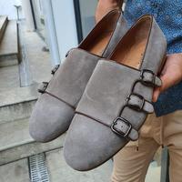 Gray Side Customize Triple Monk Strap Dress Shoes For Mens - Thumbnail 1