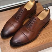 Men Oxford Double Tone Cap Toe Leather Lace Up Shoes - Thumbnail 1