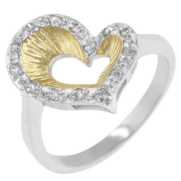 Accented Two-Toned Heart Ring