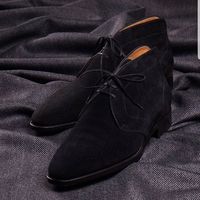Pure Handmade Stylish Black Suede Casual Chukka Lace Up Boots For Men's - Thumbnail 4